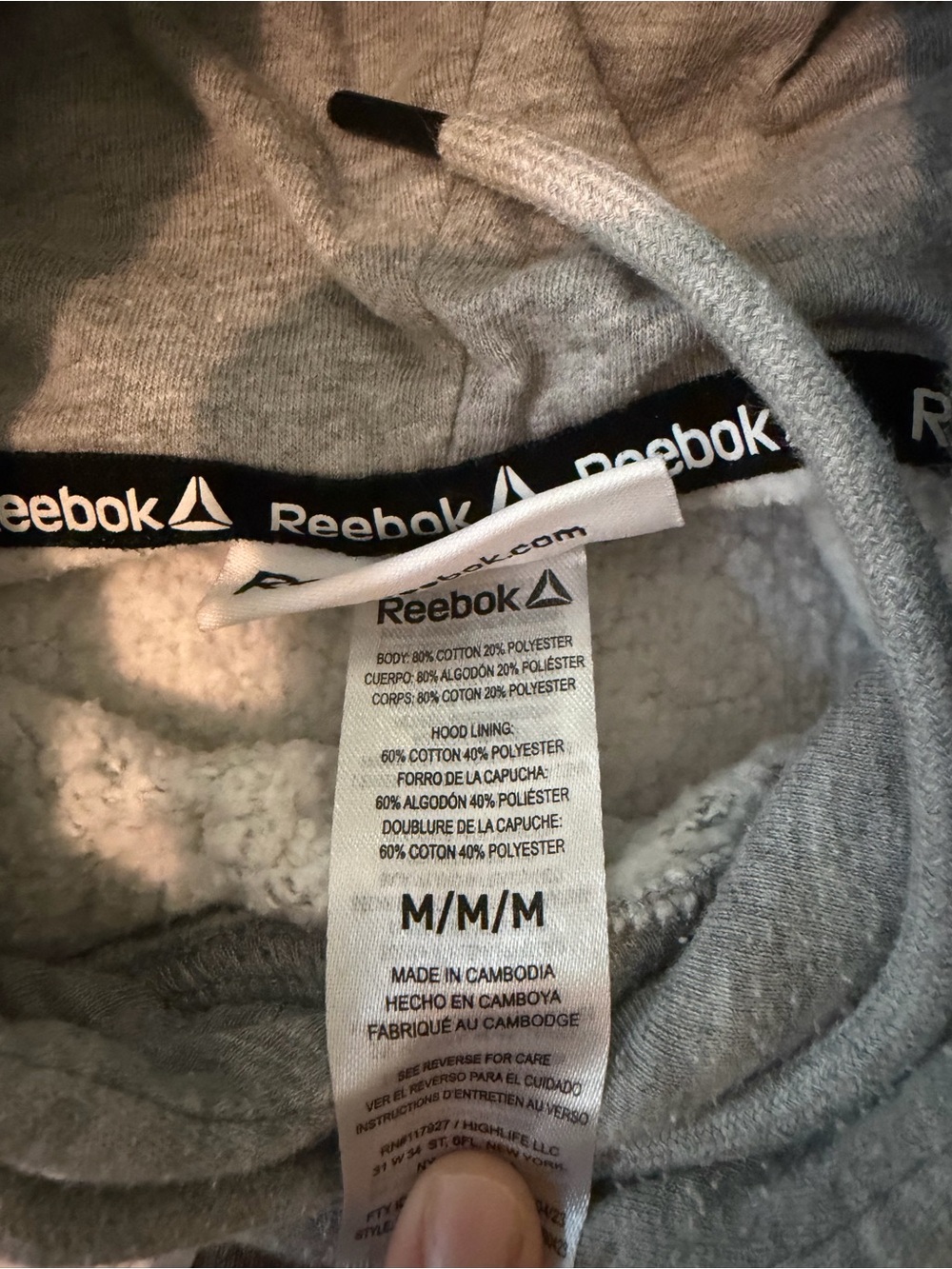 Reebok Gray Crewneck Hoodie with White Logo - Picture 2 of 3